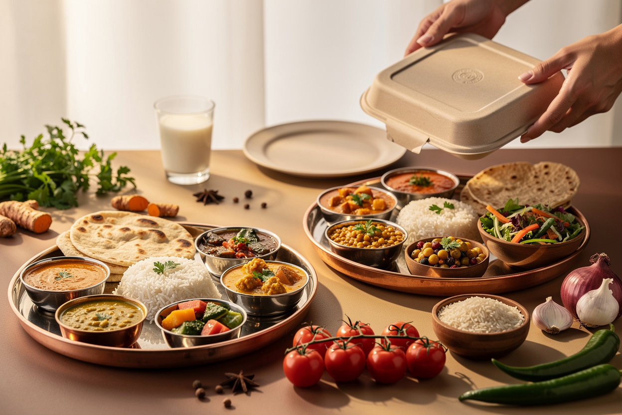 Chez Chander daily Thali special - authentic North Indian vegetarian cuisine with fresh organic ingredients